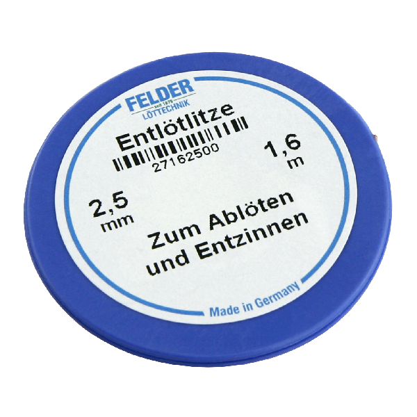 Entlötlitze FELDER, 2,50mm, mit halogenfreiem Flussmittel getränkte Kupferlitze, 1,60m Spule