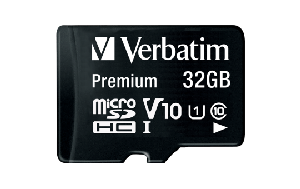 Micro SDHC Card Verbatim, 32GB Speicherkapazität, inkl. Adapter, Class 10