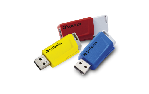 USB 3.2 Stick Verbatim "Store 'n' Click", 16GB, rot-blau-gelb, Typ-A, 3er-Pack