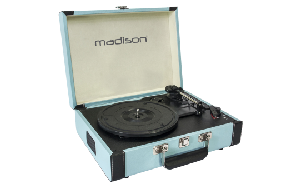 Nostalgie Schallplattenkoffer MADISON ''MAD-RETROCASE-BLU'', Bluetooth, USB, blau