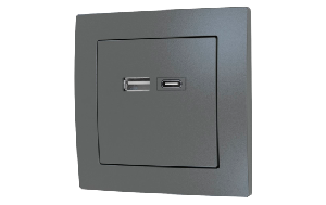 USB-Ladedose McPower ''Flair'' 2-fach, USB-C, PD 3.0 20W, anthrazit