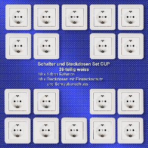 Schutzkontakt-Steckdose McPower Cup Einsteckschutz, 18er-Pack, inkl. Rahmen