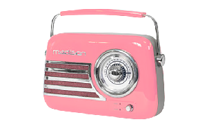 Tragbares Nostalgie Radio FREESOUND-VR40P mit Bluetooth, USB &amp; FM 30W, pink