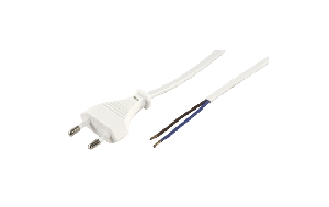 Euro-Netzkabel McPower mit blanken Enden Länge 5,0m, 2x0,75 mm², weiß