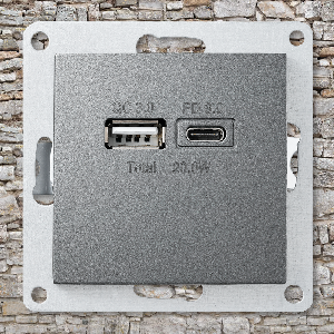 USB-Ladedose McPower Flair 2-fach, USB-C, PD 3.0 20W, anthrazit