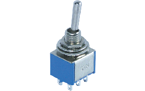 Miniatur-Kippschalter McPower, 250V/3A, 6-polig, 3 Stellungen: EIN / AUS / EIN