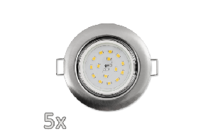 Einbauleuchten-Set McShine, 5xRahmen, 5xLED-Strahler, 5W, 400lm, 230V, Edelstahl