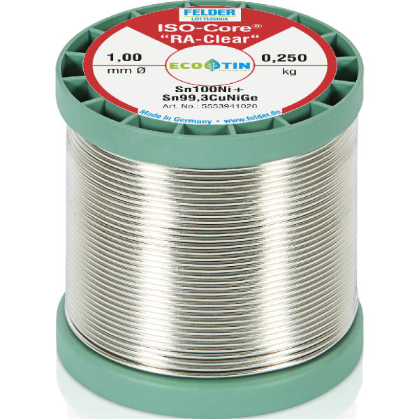 Lötdraht FELDER ISO-CORE RA-Clear, Sn100Ni+, 1,0mm, 250g, bleifrei