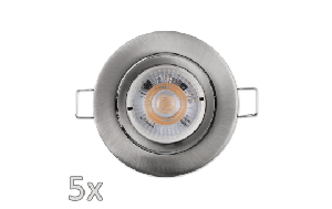 Einbauleuchten-Set McShine, 5xRahmen, 5xLED-Modul, 5W, 400lm, 230V, Edelstahl