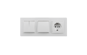 Schalter und Steckdosen Set McPower Flair Tür 3-fach-Style weiß + Glasrahmen