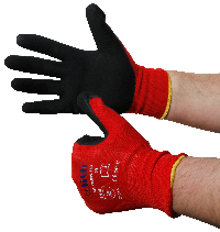 Montage-Feinstrickhandschuhe, Größe 9/L, rot, 13G-Trägermaterial, Latex-Soft