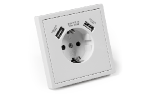 Schutzkontakt-Steckdose McPower ''Shallow'' 2xUSB-A - 5V/2,1A