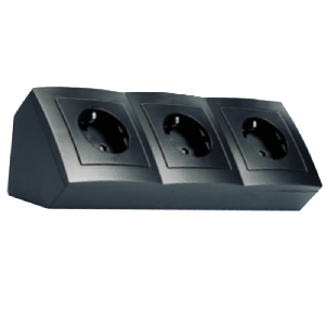 Steckdosenblock McPower Flair Aufbau, matt schwarz, 3-fach Schutzkontakt