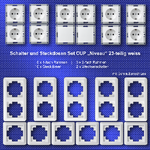 Schalter und Steckdosen Set McPower Cup Niveau, 23-teilig, weiß