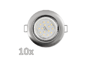 Einbauleuchten-Set McShine, 10xRahmen, 10x LED-Strahler, Edelstahl gebürstet