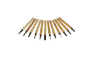 Schnitzmesser-Satz, 12-teilig, Holzgriff