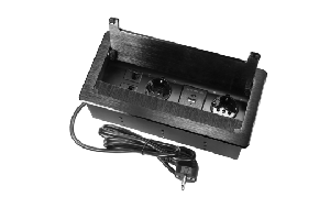 Tisch-Einbausteckdose, 2-fach, 2x USB, 2xRJ45, schwarz, mit Staubschutz, 3600W
