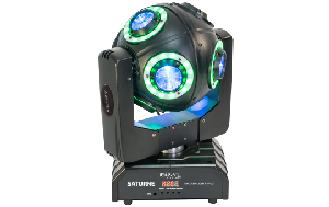 DMX-Moving-Head IBIZA ''SATURNE'', 4-in-1 RGBW LEDs + 8 Lichtringe