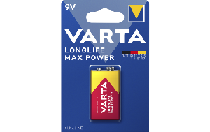 9V-Block Batterie VARTA Longlife Max Power Alkaline, 6LR61, 9V