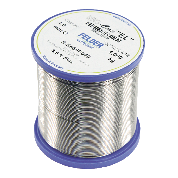 Lötzinn auf Rolle FELDER ISO-Core "EL", 1,0mm, 1.000g, bleihaltig (60%Sn 40%Pb)