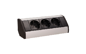 Steckdosenblock Aufbau, schwarz-silber, 3fach, 3680W