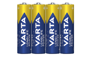 Mignon-Batterie VARTA Longlife Power Alkaline, Typ AA, LR06, 1,5V, 4er Pack