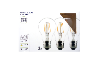 LED Filament Glühlampe, E27, 4W, 470lm, 2700K, warmweiß, 3er Set