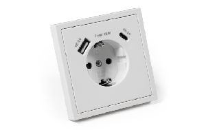 Schutzkontakt-Steckdose McPower Shallow 1x USB-C - 18W Quickcharge - 1x USB-A