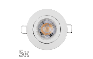 Einbauleuchten-Set McShine, 5xRahmen, 5xLED-Modul, 5W, 400lm, 230V, weiß