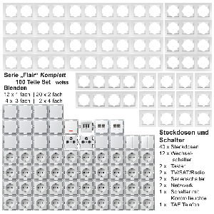 Schalter und Steckdosen-Set McPower Flair Komplett, 100-teilig, weiß