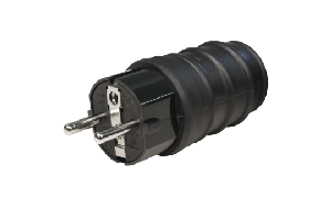 Gummi-Schutzkontaktstecker McPower, schwarz