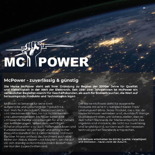 USB-Ladedose McPower Flair 2-fach, USB-C, PD 3.0 20W, matt schwarz