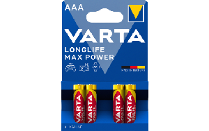 Micro-Batterie VARTA Longlife Max Power 1,5 V, Typ AAA, LR03, 4er-Blister