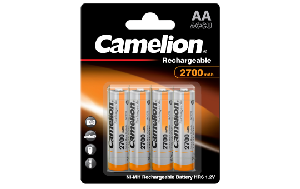 Mignon-Akku CAMELION 1,2 V, 2.700 mAh, Typ AA, NiMH, 4er-Blister