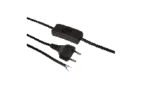 Euro-Netzkabel McPower mit Schnurschalter und blanken Enden, 2m, schwarz