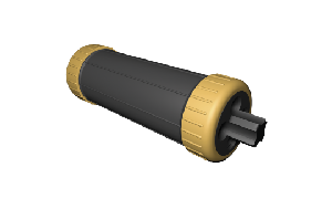 Durchgangs-Erdmuffe, LxØ 190x70mm, IP68 - wasserdicht bis 1m, 230V, schwarz/gelb