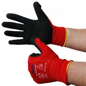 Montage-Feinstrickhandschuhe, Größe 11/XXL, rot, 13G-Trägermaterial, Latex-Soft