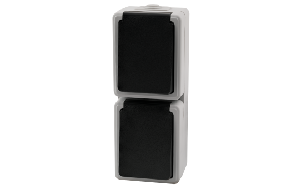 Feuchtraum Doppel-Steckdose McPower Taff, 250V~/16A, IP44, AP, grau
