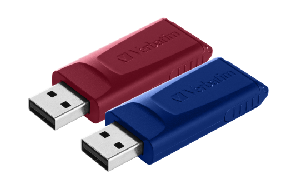 USB 2.0 Stick Verbatim, 32GB, Slider, rot-blau, Multipack, 2er-Pack