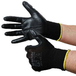 Montage-Feinstrickhandschuhe, Größe 9/L, schwarz, 13G-Trägermaterial, Nitril