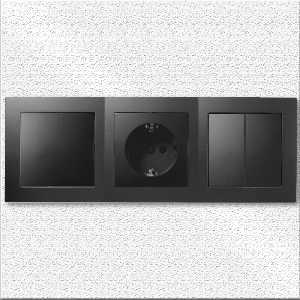 Schalter und Steckdosen Set McPower Flair Tür 3-fach, matt schwarz, 4-teilig