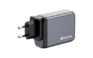 Ladeadapter Verbatim, Universal,GNC-100, GaN, 100W,grau,1x USB-A QC, 3x USB-C PD