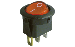 Wippenschalter McPower 3-polig, rote Wippe, beleuchtet, AC 250V / 6,5A, schwarz, EIN/AUS