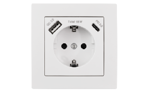 Schutzkontakt-Steckdose McPower Flair 1x USB-C 18W PD, 1x USB-A, weiß