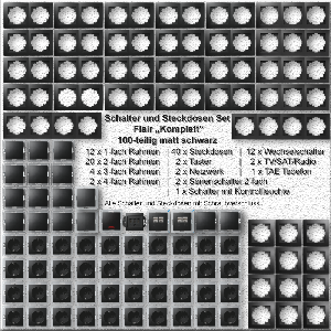 Schalter und Steckdosen Set McPower Flair Komplett, matt schwarz, 100-teilig