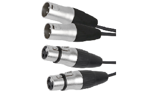 Hochwertiges Verbindungskabel BST ''XLRM-XLRF-1.5X2'' 1m, 2x XLR Stecker u. Buchse