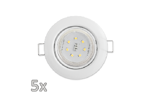 Einbauleuchten-Set McShine, 5xRahmen, 5xLED-Strahler, GU10, 3W, 300 lm, weiß