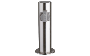 Außensteckdose 2-Fach, IP44, Edelstahl V2A, Ø118x300mm, 3680W/ 16A