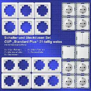 Schalter und Steckdosen Set McPower Cup Standard Plus, 21-teilig, weiß