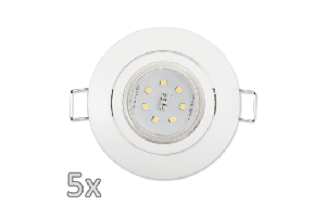 Einbauleuchten-Set McShine, 5xRahmen, 5xLED-Strahler, GU10, 3W, 300 lm, weiß